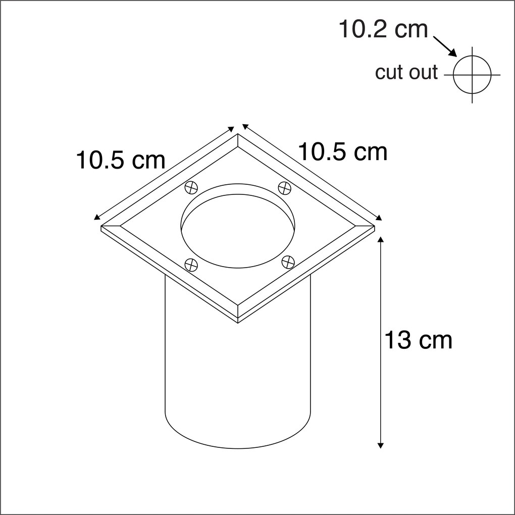 Set da 5 Faretti da incasso a terra IP65 in acciaio - Basic Square
