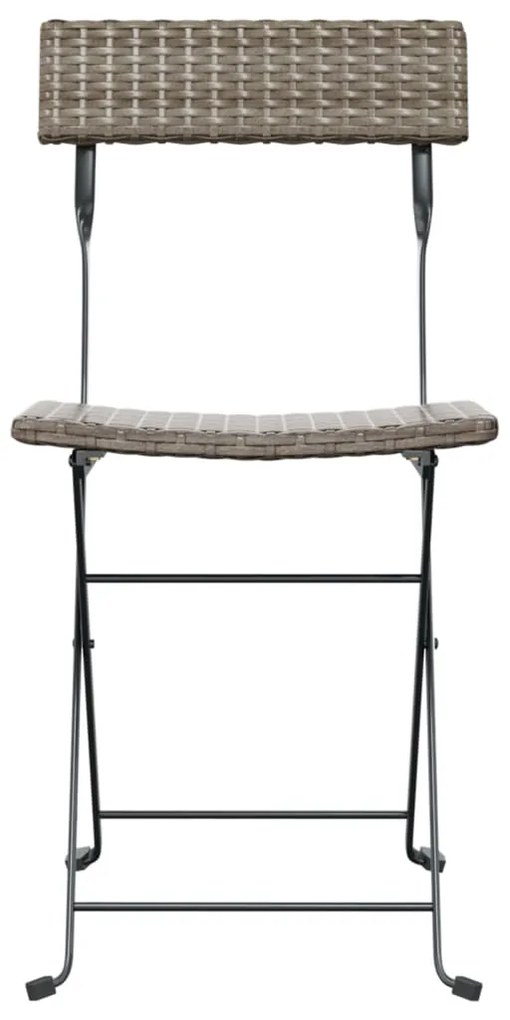 Sedie pieghevoli da bistrò 2 pz grigie polyrattan e acciaio