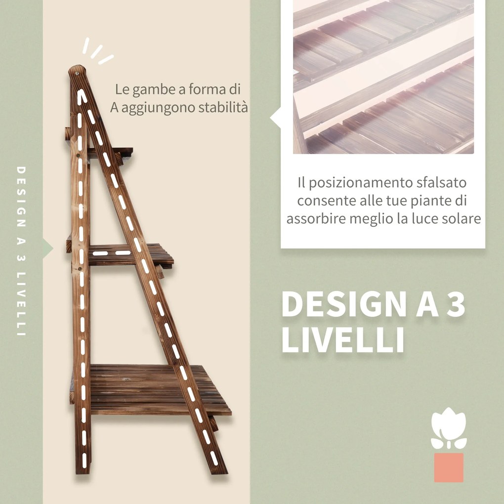 Portapiante da Giardino a 3 Ripiani in Legno di Abete 100x37x93 cm Scaletta...
