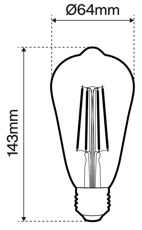 Lampada LED E27 8W a Filamento 140lm/W No Flickering - ST64 Colore Bianco Caldo 2.700K