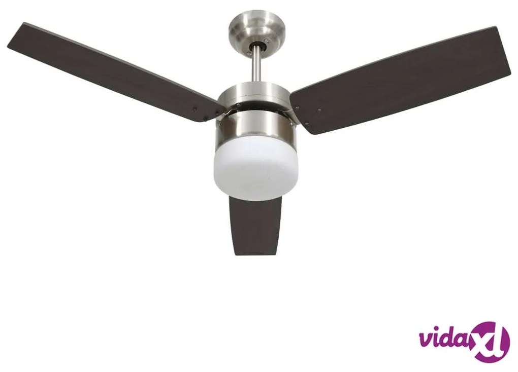vidaXL Ventilatore Soffitto con Luce e Telecomando 108cm Marrone Scuro