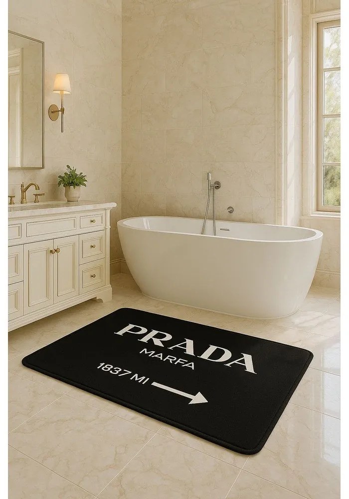 Tappetino per il bagno nero in velluto 60x100 cm Prada – Mila Home
