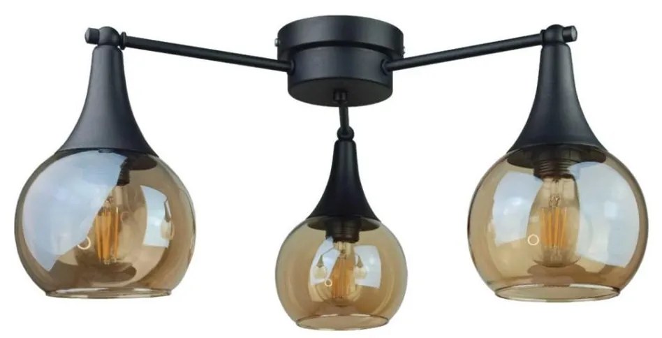 Lampadario a plafone STAR 3xE27/60W/230V nero/fumé beige