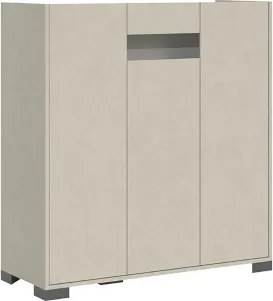 Credenza a 3 ante ROJAS Grigio con inserto in vetro Fumč 103x110 cm