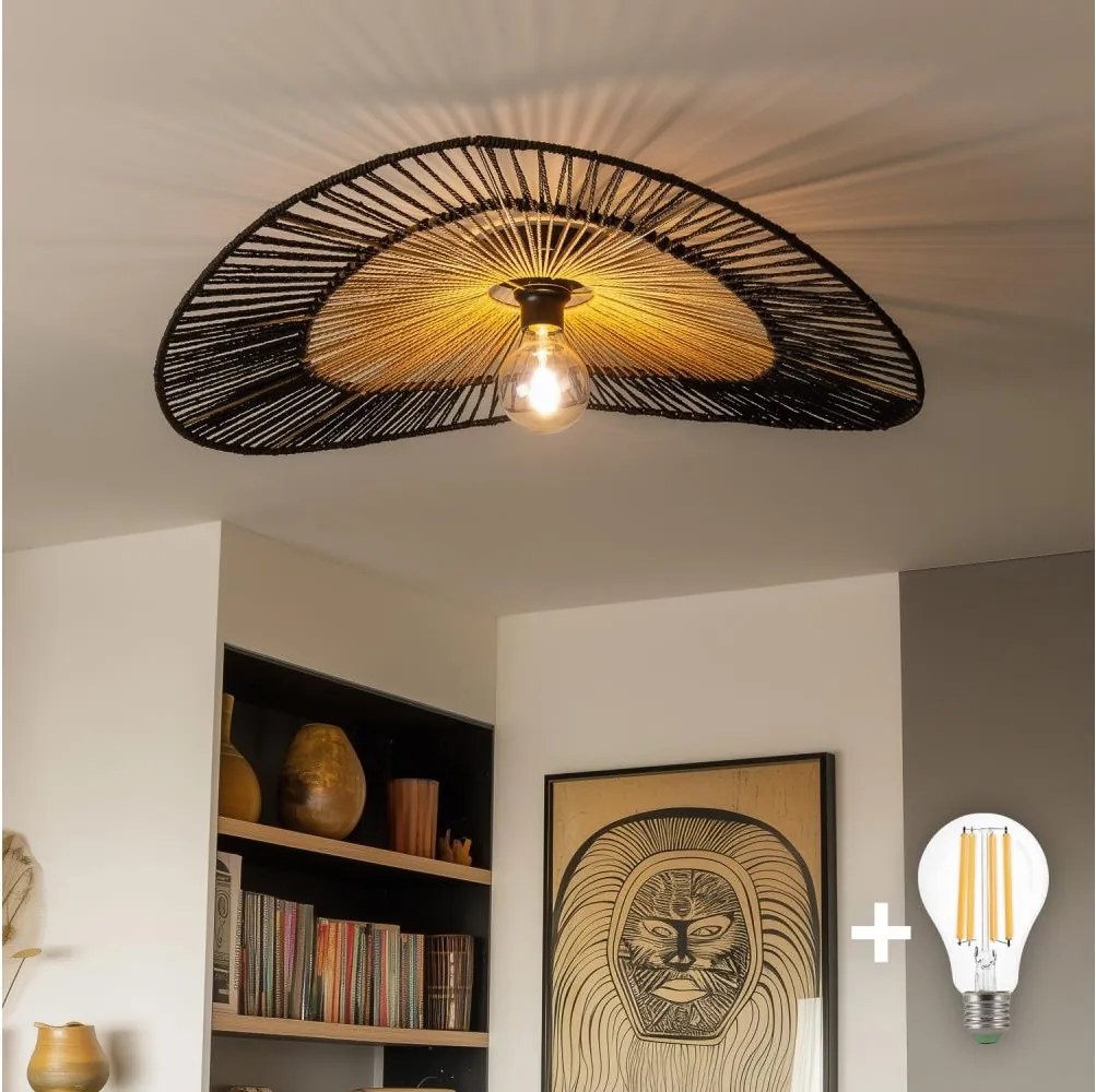 Brilagi - Lampadario LED a plafone CERIA BOHO 1xE27/40W/230V Ø 80 cm nero/marrone/rovere