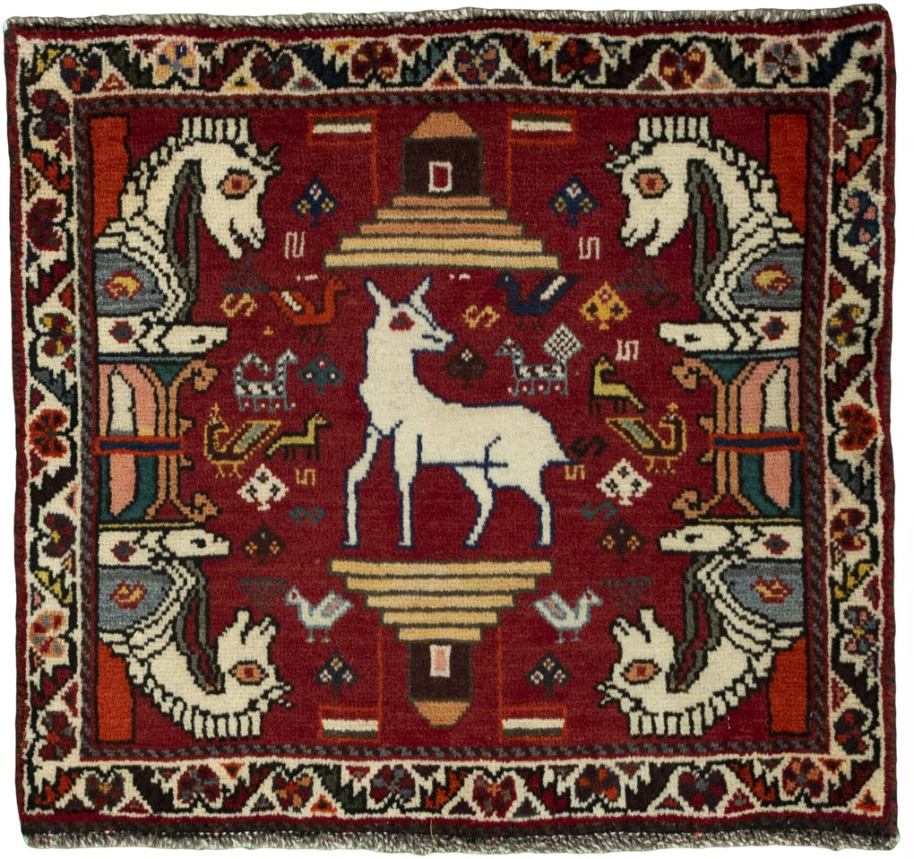 Shiraz Tappeto persiano 60x70 Rosso (Iran) Annodato A Mano