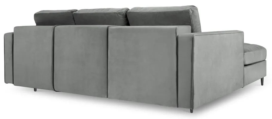 Divano letto angolare in velluto grigio chiaro, angolo sinistro Santo - Milo Casa
