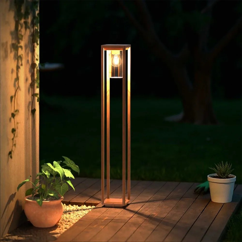 Paletto Lanterna CORTEN, 100cm, E27 - SERIE VIMO - Base E27