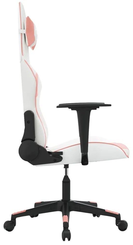 Sedia da gaming bianco e rosa in similpelle