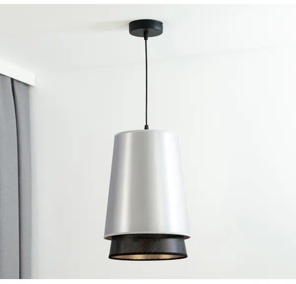 Duolla - Lampadario a sospensione con filo BELL SHINY 1xE27/15W/230V diametro 25 cm argento/nero