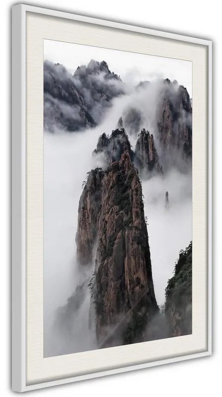 Poster  Clouds Pierced by Mountain Peaks  Cornice Quadri Cornice nera con pass-partout, Larghezza x Altezza Home decor 30x45