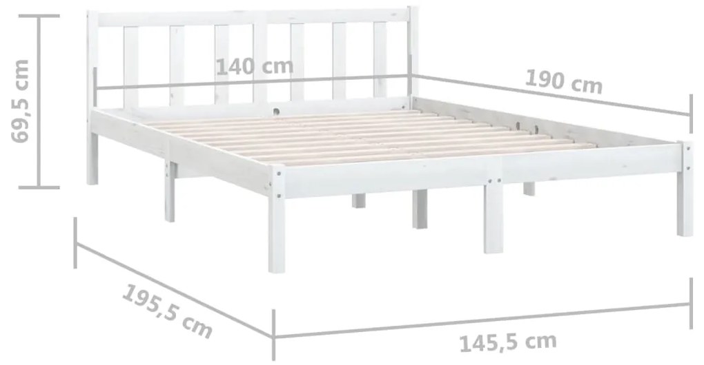 Giroletto Bianco in Legno Massello di Pino 140x190 cm