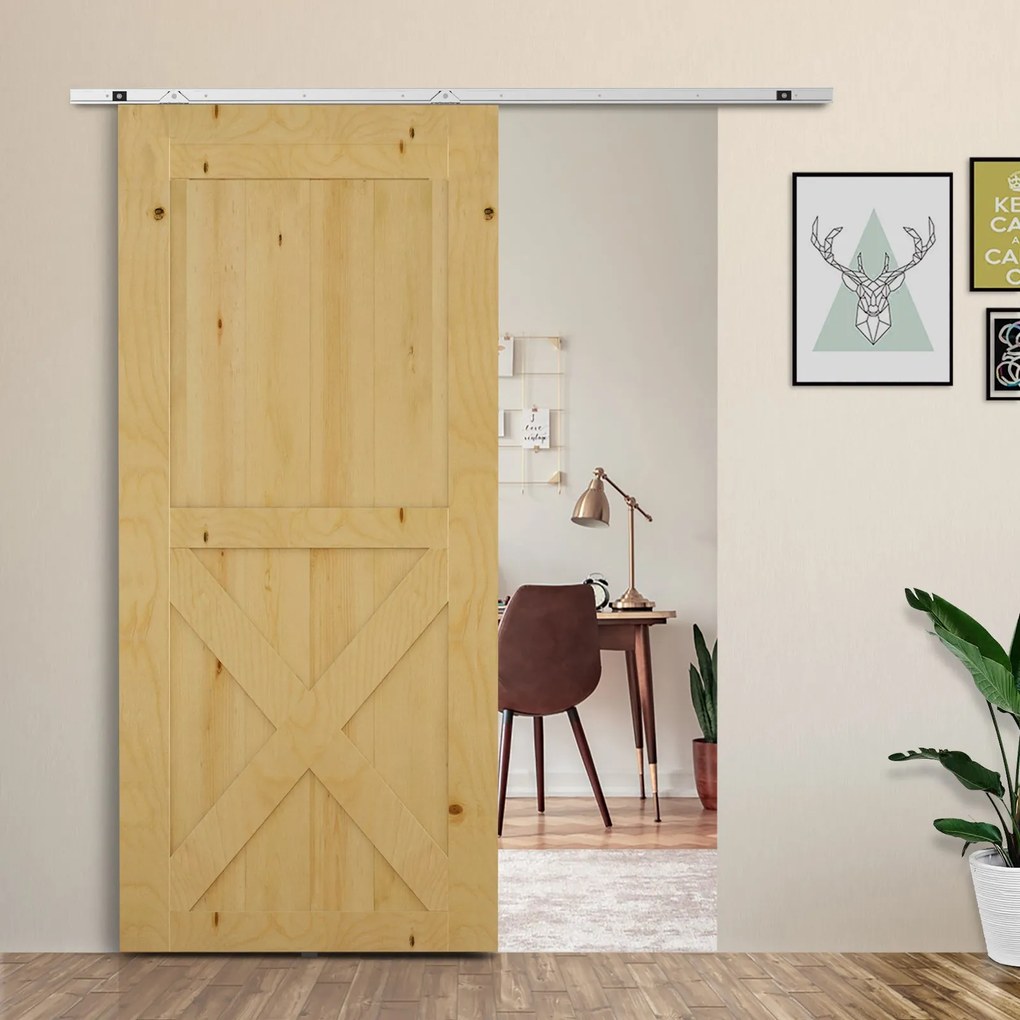 Kit per Convertire una Porta Normale in una Porta Scorrevole in Metallo Argento...