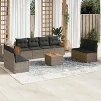 Set Divano da Giardino 9 pz con Cuscini Grigio in Polyrattancod mxl 88128