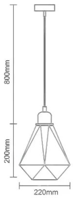 Lampadario a sospensione con filo 1xE27/60W/230V diametro 22 cm cromo lucido