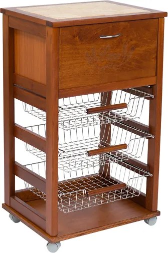 Carrello cucina portafrutta con portapane NOCE
