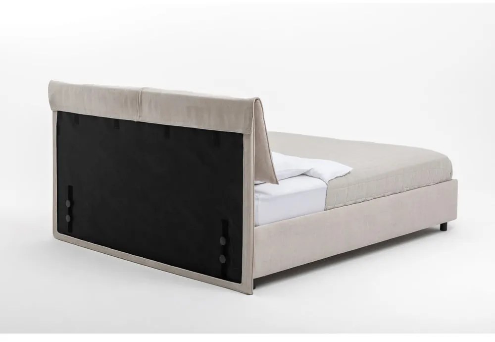 Letto matrimoniale imbottito beige con contenitore con rete inclusa 180x200 cm Myra Pillow – Bonami Selection
