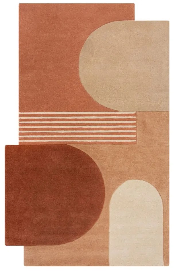 Tappeto color terracotta in lana tessuto a mano 120x180 cm Lozenge Terracotta – Flair Rugs