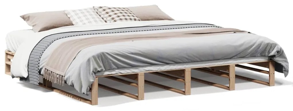 Letto Senza Materasso 200x200 Cm İn Legno Massello Di Pino /
