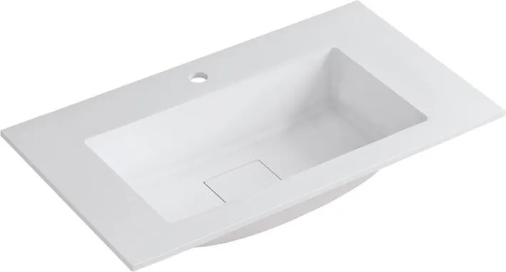 Lavabo a incasso rettangolare vasca centrale L 90.5 x H 15 x P 46 cm in resina bianco opaco