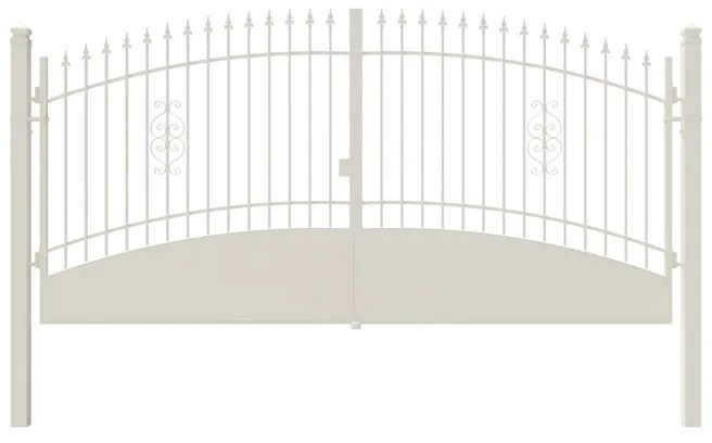Cancello manuale con serratura elettrica Marmolada in ferro, apertura centrale, L 408.5, H 165-195 cm, di colore bianco