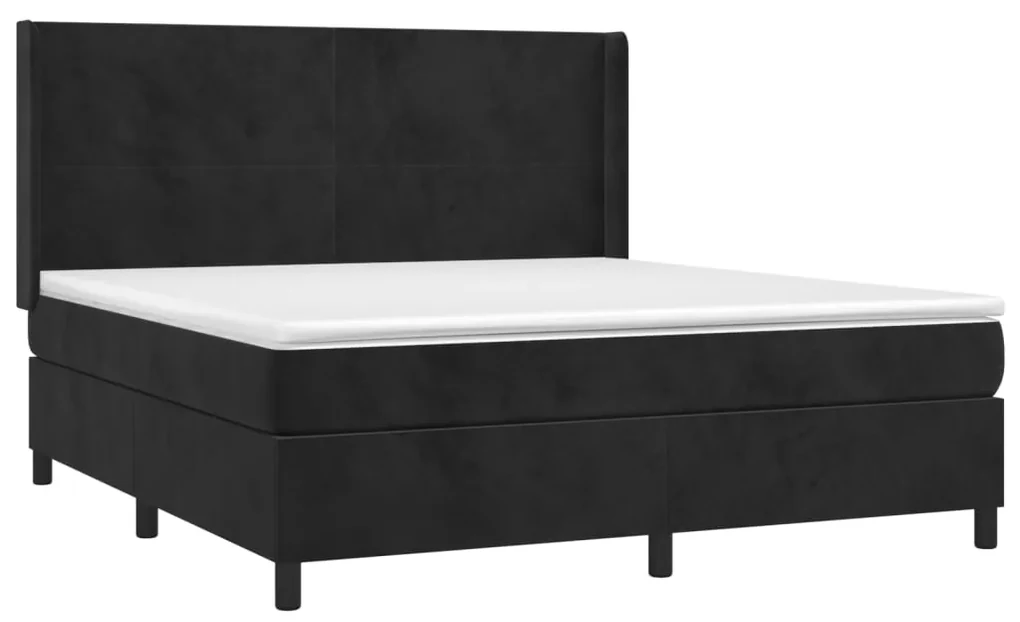 Letto a molle con materasso e led nero 180x200 cm in velluto