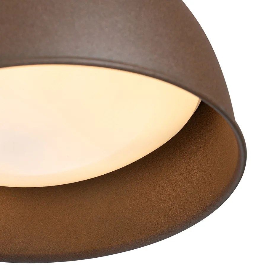 Lampada da parete per esterni industriale marrone ruggine rotonda IP44 - Natas