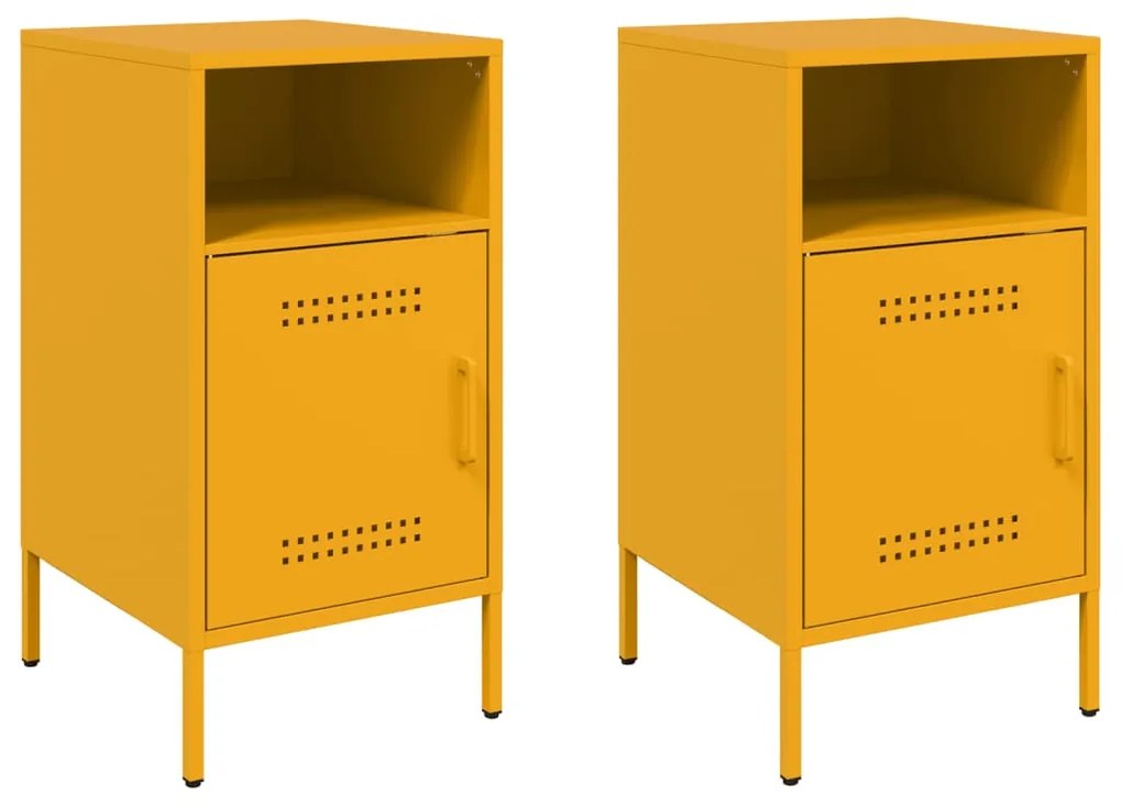 Comodini 2pz giallo senape 36x39x68cm acciaio laminato a freddo