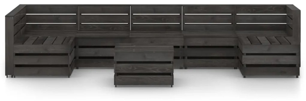 Set Salotto da Giardino 8 pz in Legno di Pino Impregnato Grigio