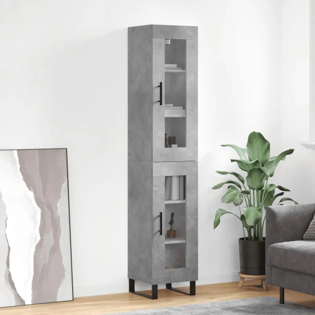 Credenza grigio cemento 34,5x34x180 cm in legno multistrato