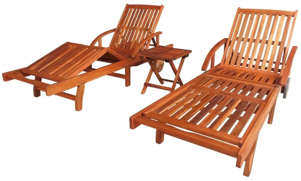 Lettini Prendisole 2 Pz Con Tavolo İn Massello Di Acacia /