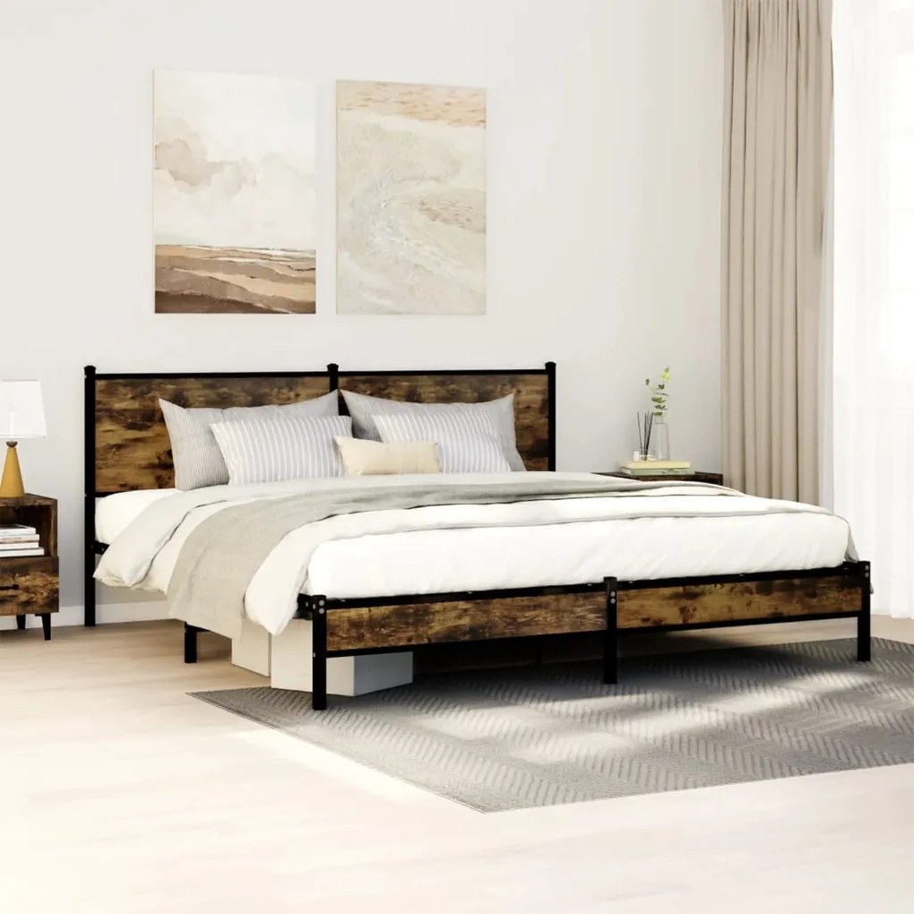 Giroletto Senza Materaso İn Metallo Rovere Fumo 180x200 Cm /