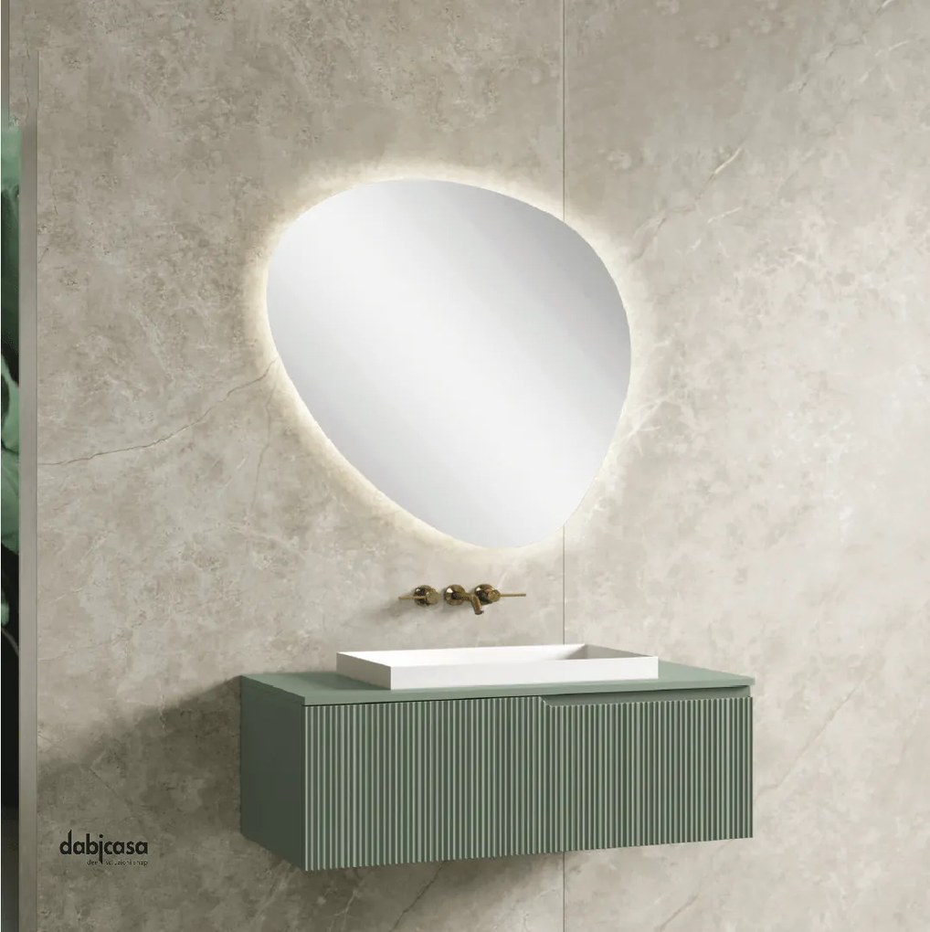 Mobile Bagno Sospeso "Victor" Da 90 Cm Composto Da Un Cassetto Lavabo E Specchio Retroilluminato 87x93 Cm Italbagno "Victor"