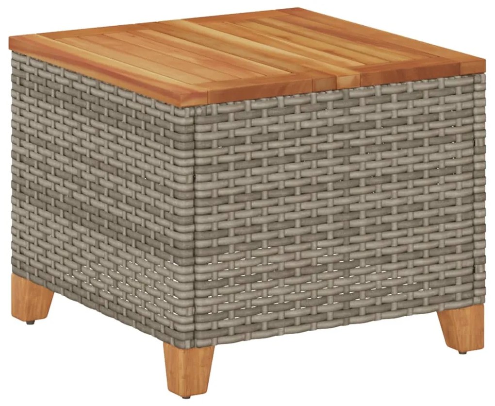 Tavolo da giardino grigio 45x45x37 cm polyrattan e legno acacia