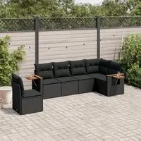 Set Divano da Giardino 6 pz con Cuscini Nero in Polyrattan 3259255