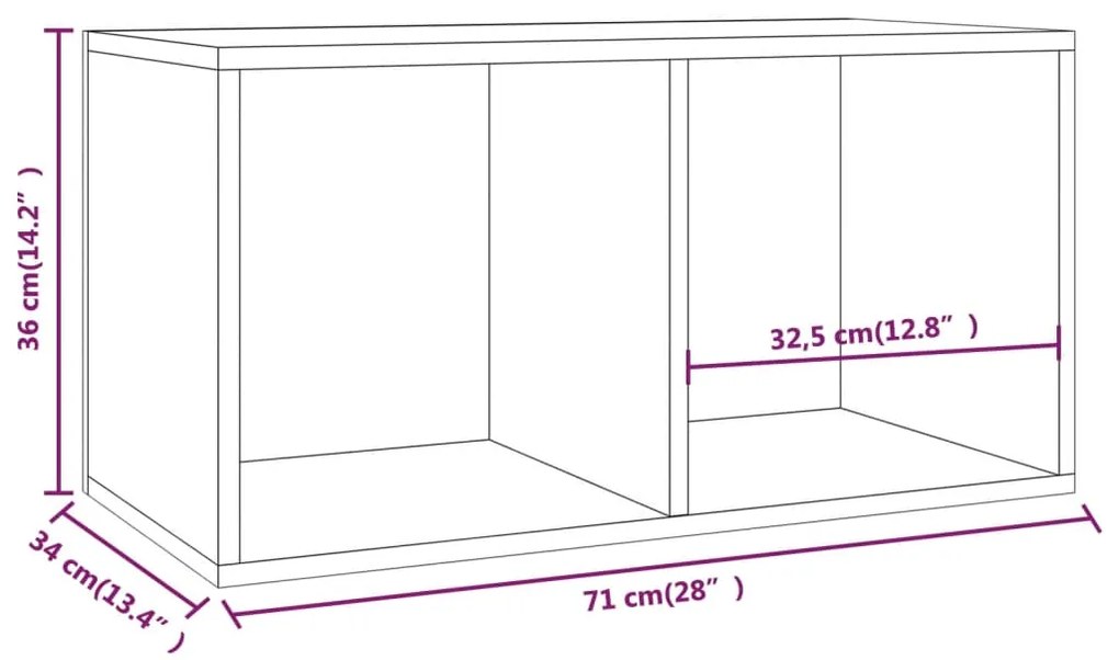 Contenitore per Vinili Rovere 71x34x36 cm in Legno Multistrato