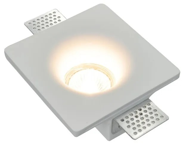 Portafaretto Quadrato GU10 e MR16 in Gesso Pitturabile Ø120x120 mm