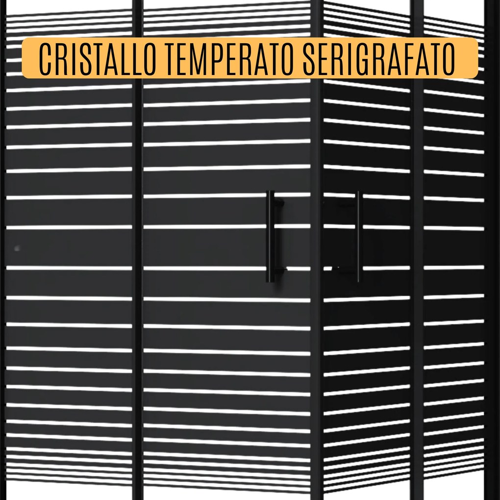 Box doccia angolare 2 Lati 70x90cm nero cristallo scorrevole serigrafato  6mm