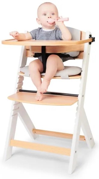 KINDERKRAFT - Sedia da pranzo per bambini ENOCK con cuscini grigio/bianco