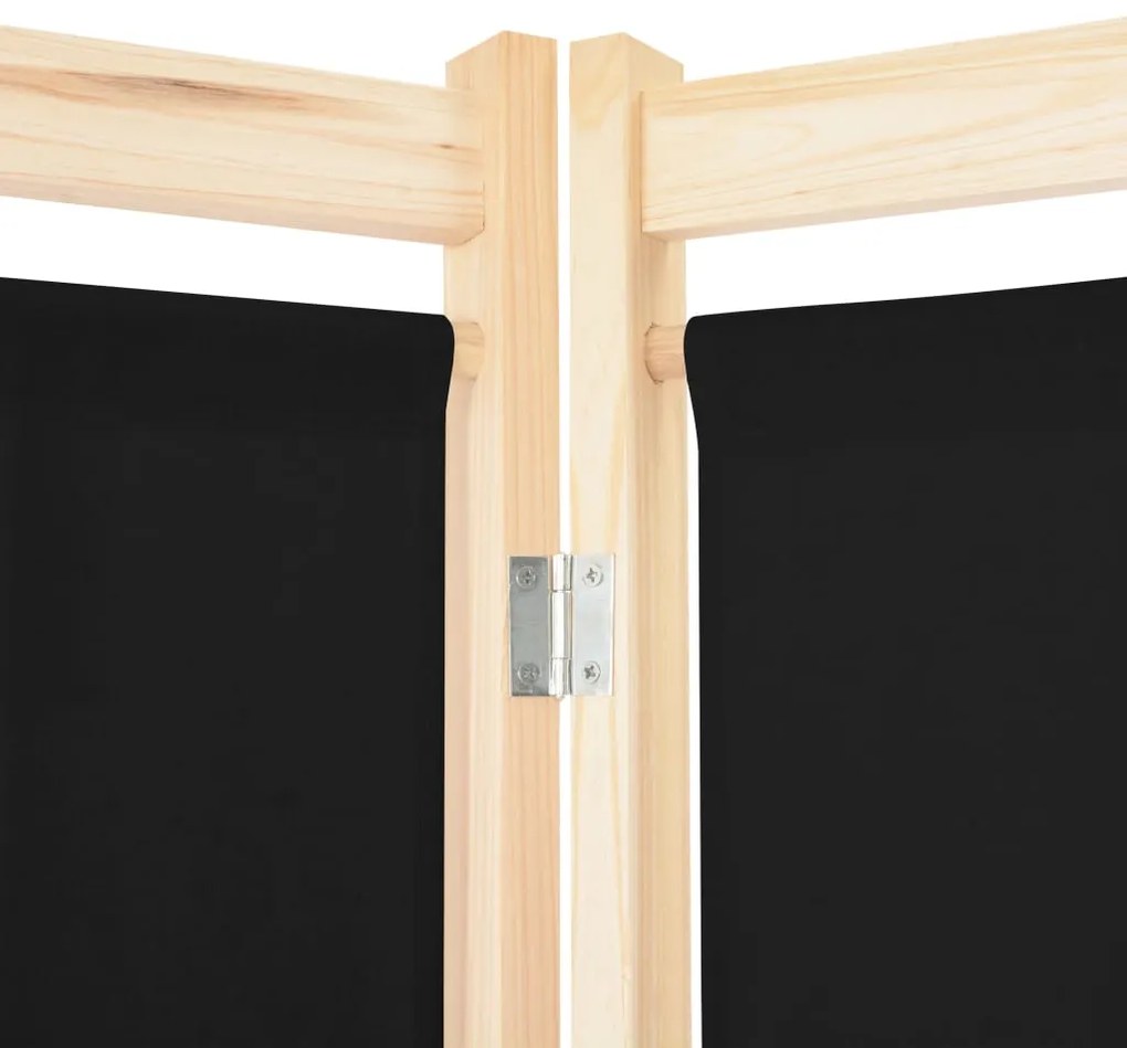 Divisorio a 6 pannelli nero 240x170x4 cm in tessuto