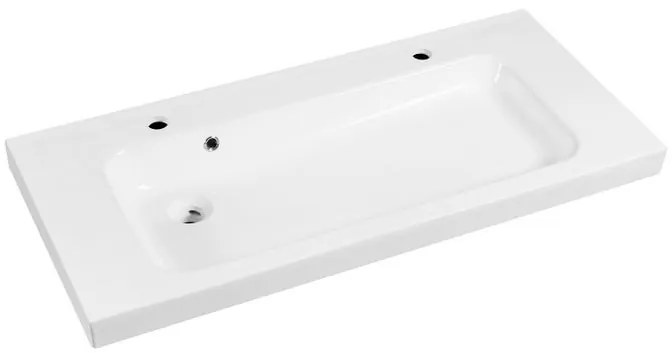 Lavabo a incasso rettangolare doppia vasca Remix L 106.0 x H 14.0 x P 49.0 cm in ceramica bianco lucido