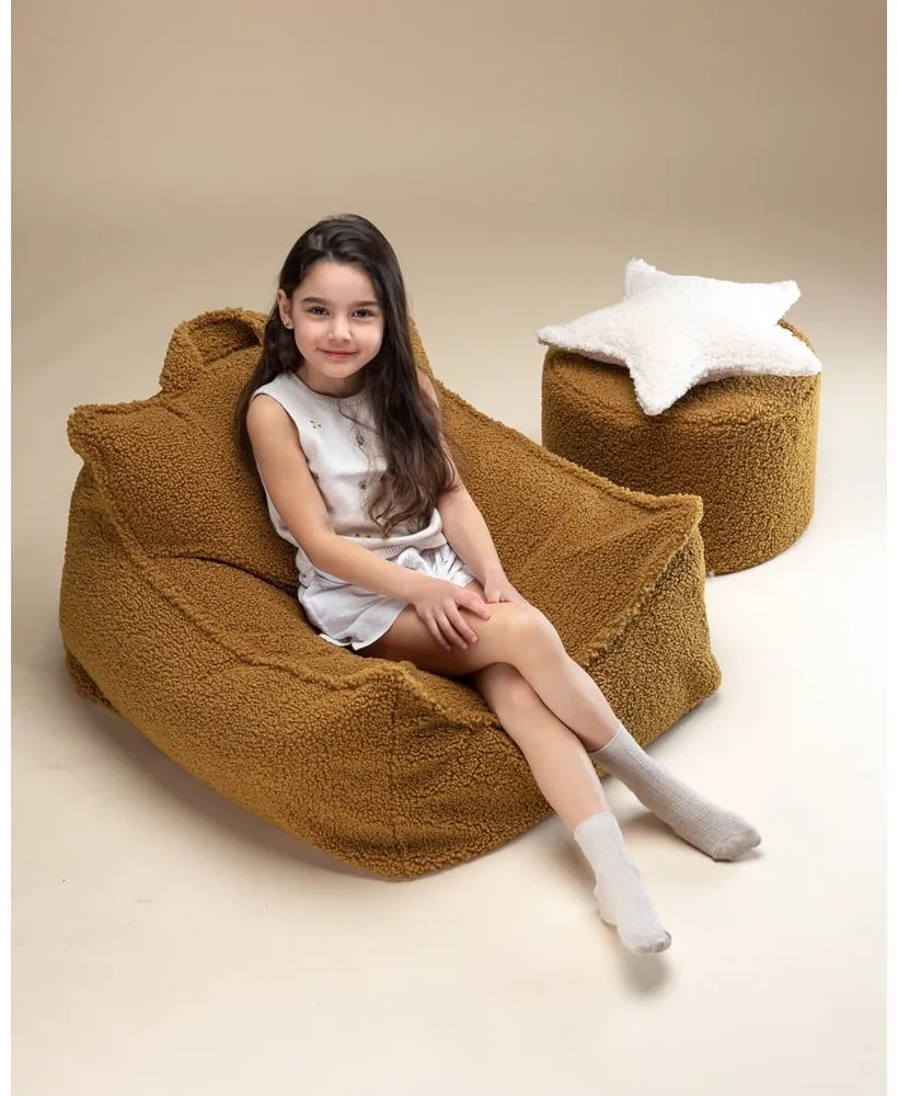 Pouf a sacco per bambini marrone con rivestimento in bouclé Chair – Wigiwama