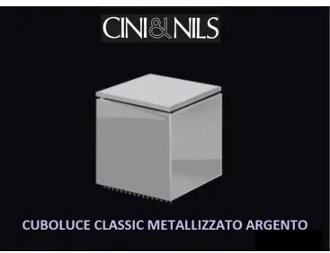 Cini &amp; Nils Cuboluce argento metalizzato con lampadina led E14  3W