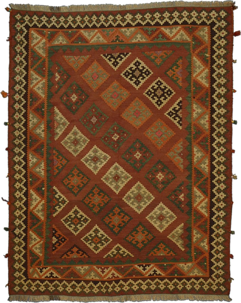 Kilim Tappeto 150x200 Marrone (Iran) Tessuto A Mano