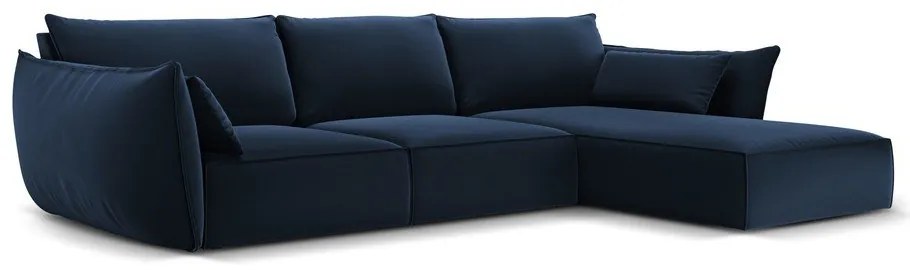 Divano angolare blu scuro (con penisola a destra/con chaise lounge) con rivestimento in velluto Vanda – Mazzini Sofas