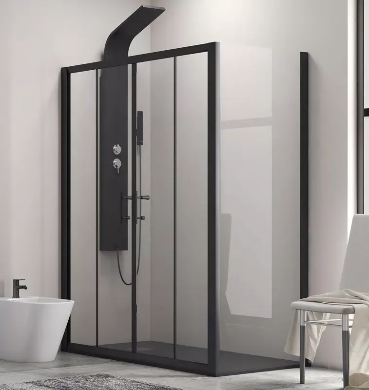 Box doccia 170x90 apertura doppio scorrevole telaio nero KFN6000S - KAMALU