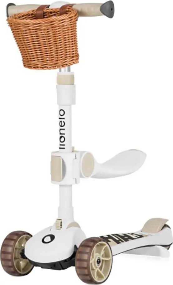 Lionelo - Monopattino 2 in 1 per bambini FRANKY bianco/beige