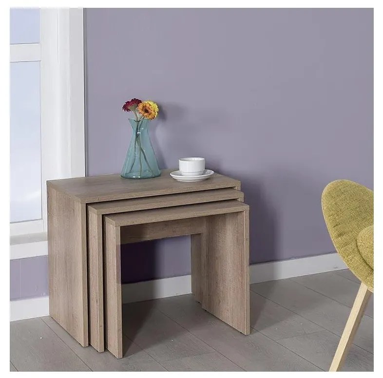 SET 3x Tavolino marrone