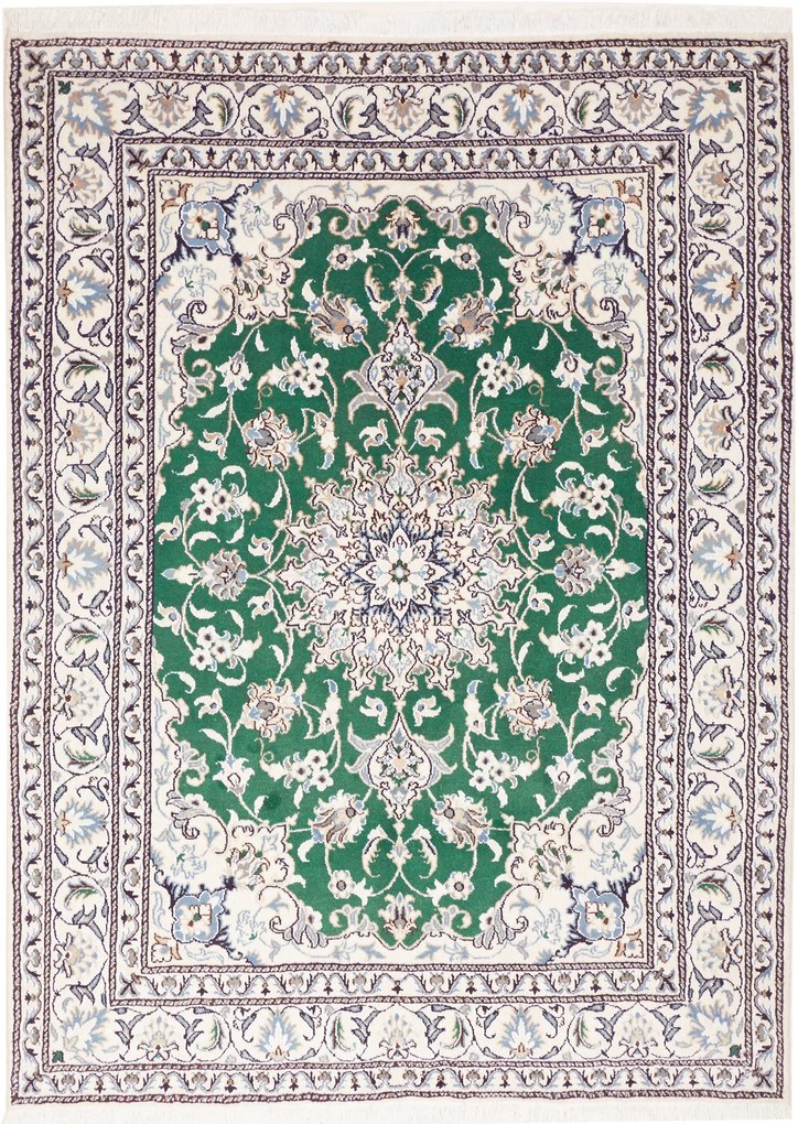 Nain Tappeto 200x150 Verde (Iran) Annodato A Mano