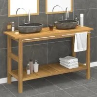 Mobile Vanit Bagno con Lavandini Pietra Fiume Massello di Teak 3096583